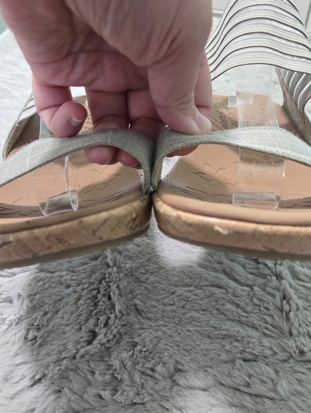 Skechers Beverlee Smitten cork wedge sandals stretch slingback strap size 9.5W - Picture 5 of 14